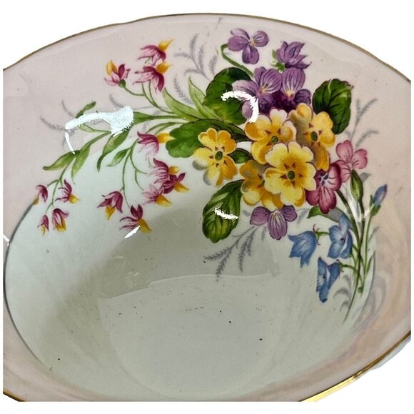 Vintage EB Foley Bone China Tea Cup And Saucer Floral Pink White Flower Gold Rim - Picture 3 of 12